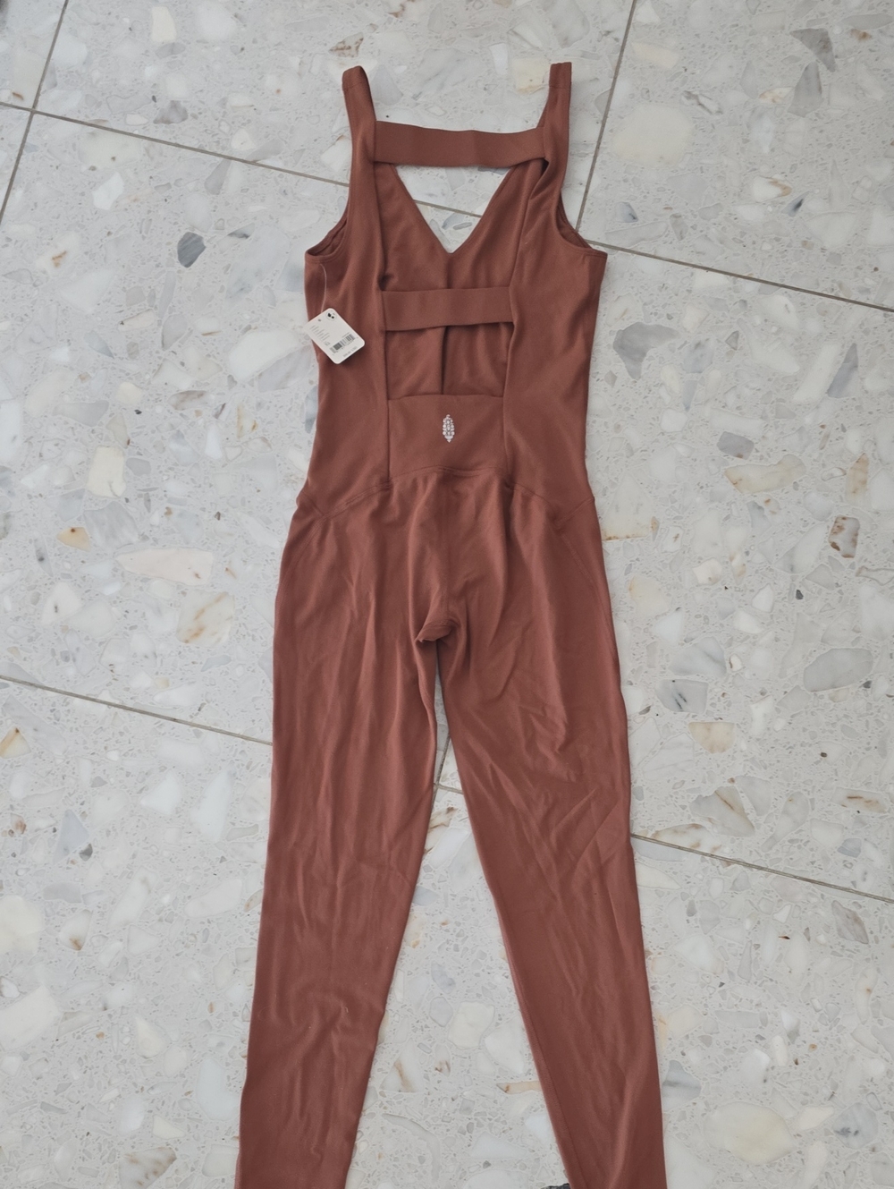 NWT Free People Movement Sculpting Brown Strappy Jumpsuit